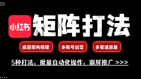 366天陪跑训练营《小红书矩阵运营系统课》5种打法，批量自动化操作，霸屏推广引流获客！